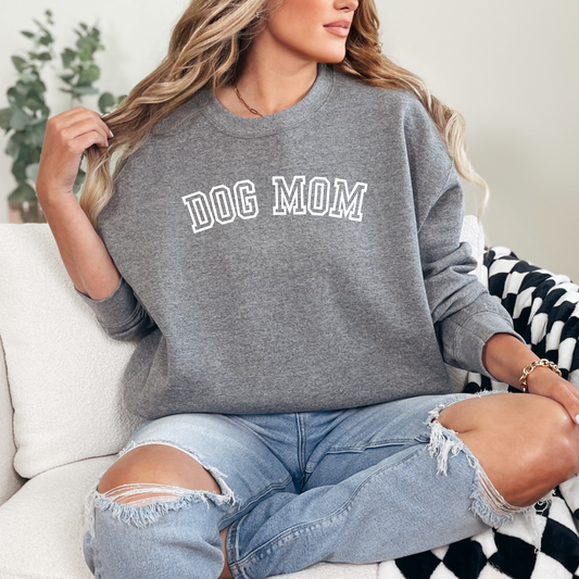 Varsity Dog Mom Embroidered Crewneck